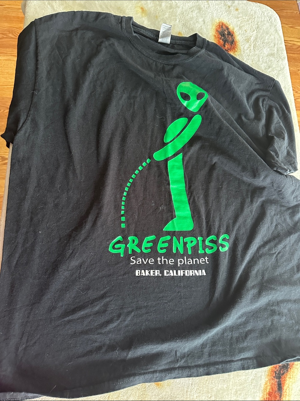 Black T-Shirt - Green Graphic Alien Design
